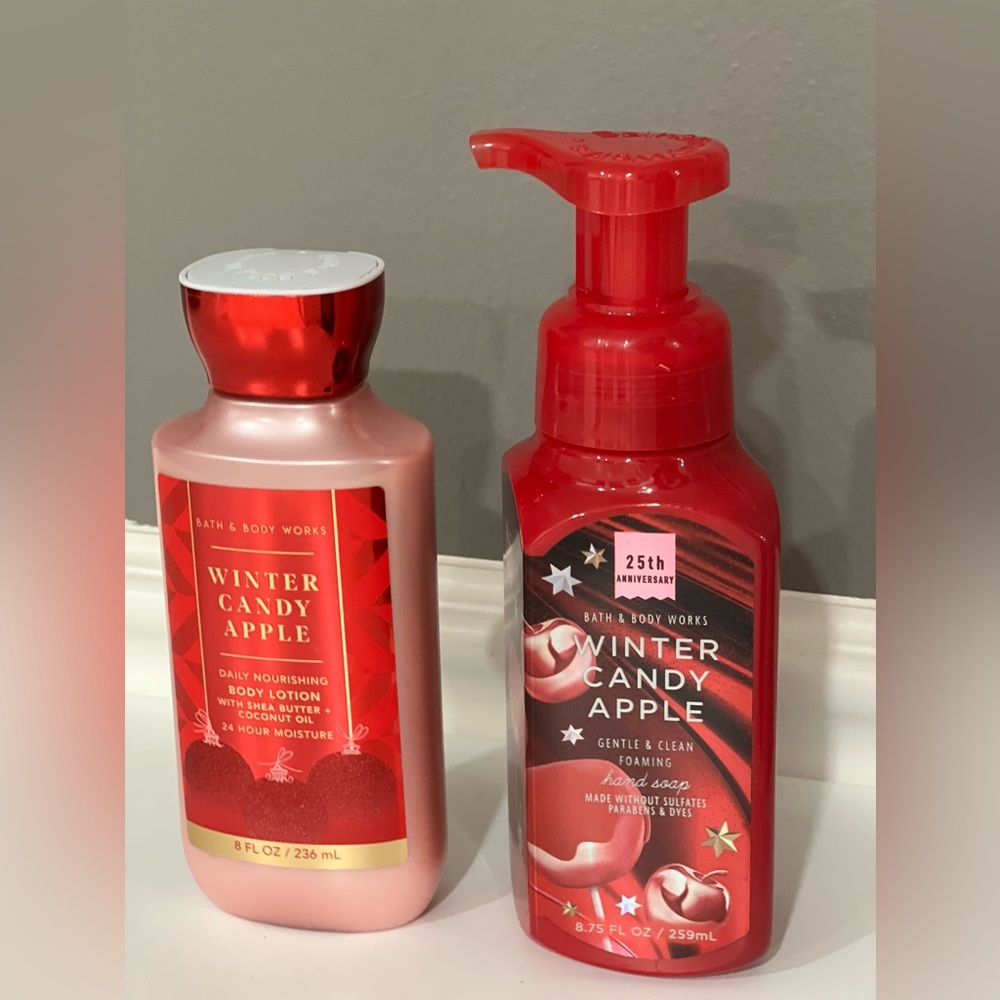 New: Bath & Body Works Winter Candy Apple Foaming Hand Soap & Lotion. Full Size